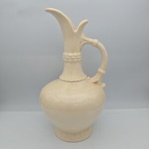 Vintage Sherlock Pottery Cream Colored Bud Vase Pitcher 11" Tall Marked Sherlock